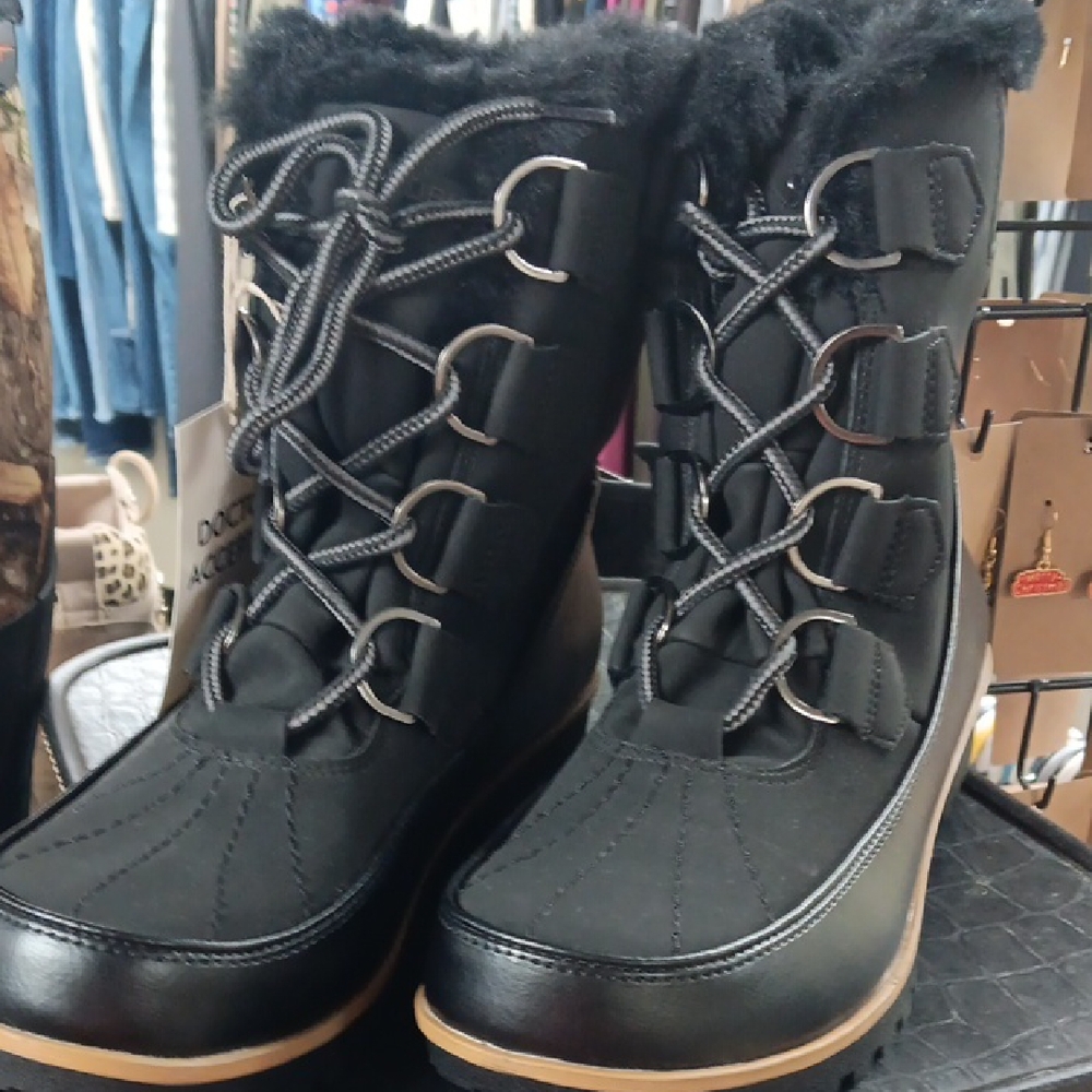 Cozy Black Winter Boots with Faux Fur Lining